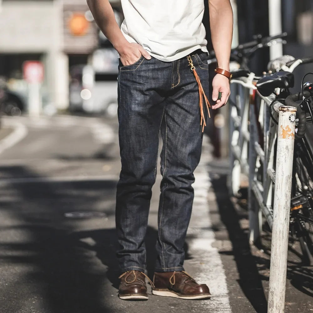 Herren Jeans Dunkelblau Selvedge Denim mit Back Cinch Design
