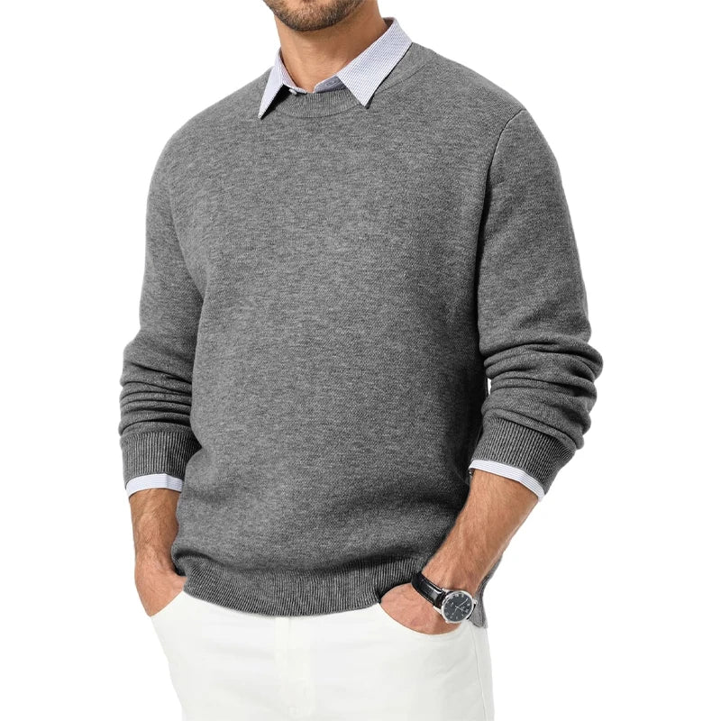 Herren Rundhals Pullover Langarm Basic Strickpullover für Männer