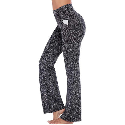 Damen Bootcut Hose mit hohem Bund und Taschen für Sport & Freizeit