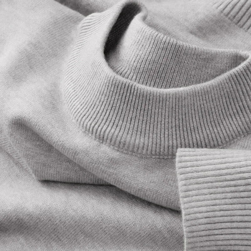 Unisex Langarm-Strickpullover mit Rundhalsausschnitt und Rippbündchen
