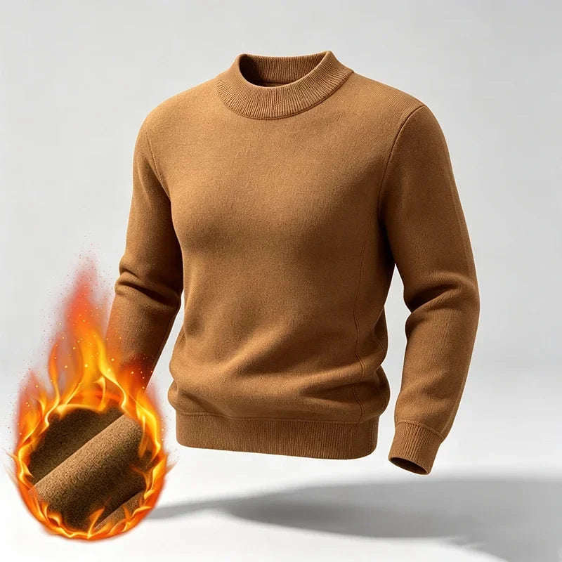 Herren Mock-Neck Pullover Langarm Basic Strickpullover