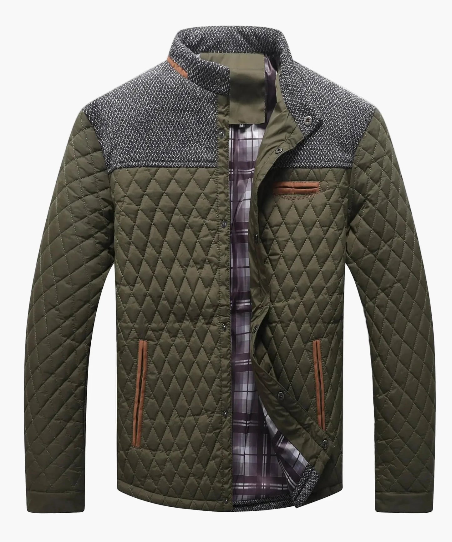 Herren Steppjacke Casual Bomberjacke mit Karofutter – Modische Übergangsjacke für Alltag und Freizeit