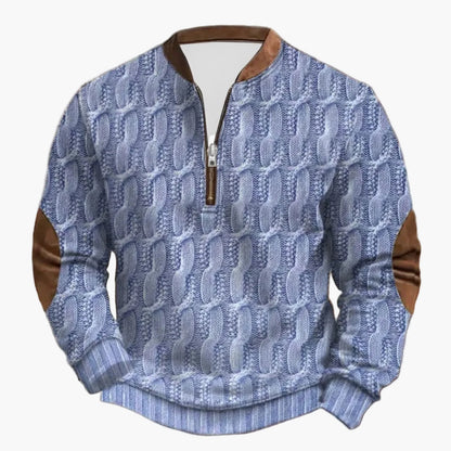 Herren Outdoor Freizeitpullover mit Stehkragen und Reißverschluss – Strickoptik, Langarm, Komfortabel