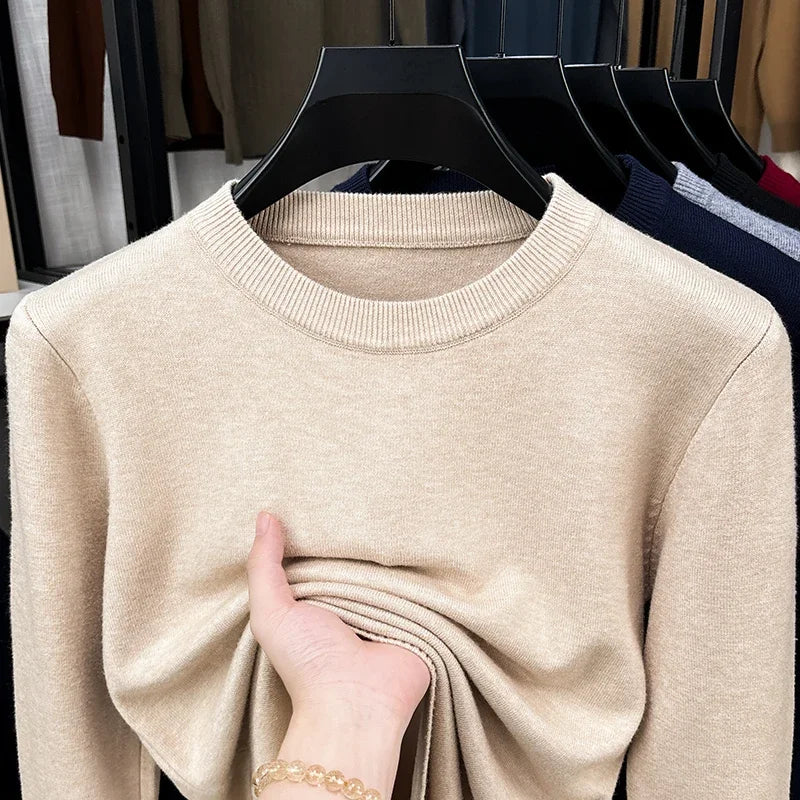 Herren Pullover Rundhalsausschnitt Langarm Einfarbig Basic Strickpullover