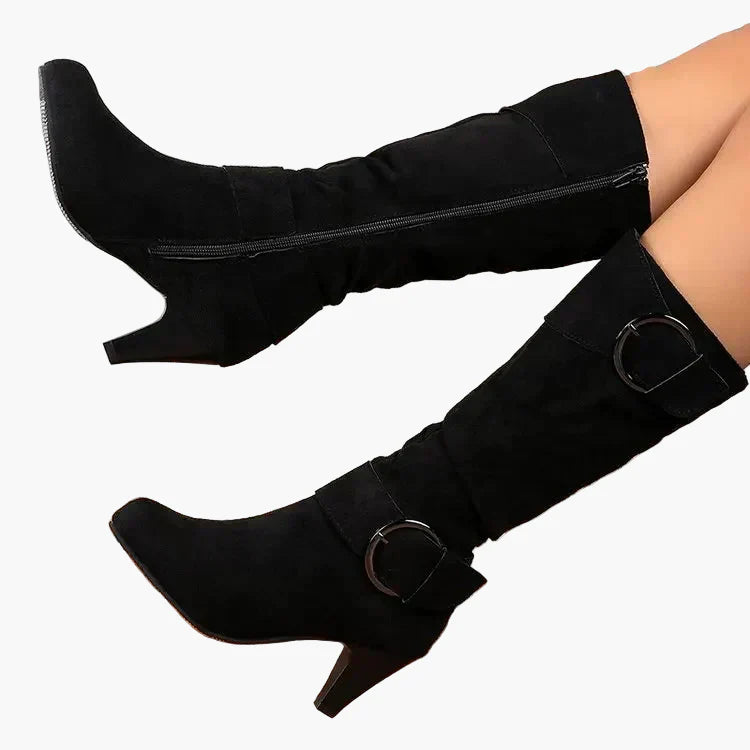 Damen Stiefel mit Absatz und Schnallen – Modische Herbst- und Winterstiefel für Alltag und Freizeit