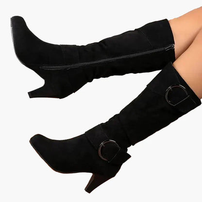 Damen Stiefel mit Absatz und Schnallen – Modische Herbst- und Winterstiefel für Alltag und Freizeit