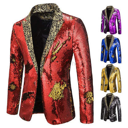 Herren Luxus Pailletten Sakko Blazer für Bühne, Party & Event – Extravaganter Anzug im auffälligen Design