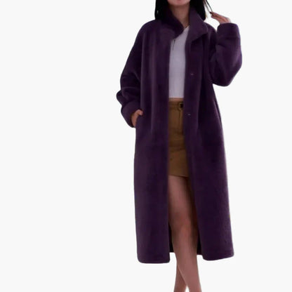 Damen Kuscheliger Langer Plüschmantel – Eleganter Wintermantel für Alltag & Freizeit