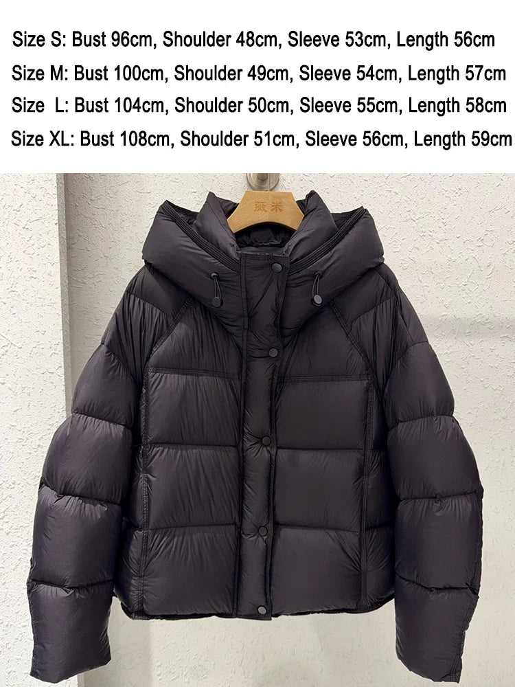 Damen Steppjacke mit Kapuze und Druckknöpfen, Winterjacke gefüttert