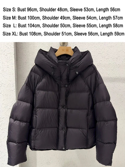 Damen Steppjacke mit Kapuze und Druckknöpfen, Winterjacke gefüttert