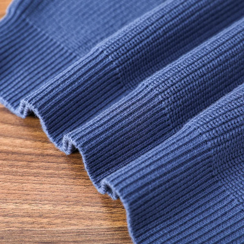 Herren Rundhals Pullover Strickoptik Gerippt Casual