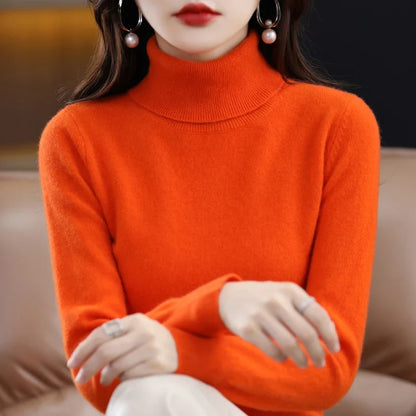 Damen Rollkragenpullover, weiches Material, langärmlig