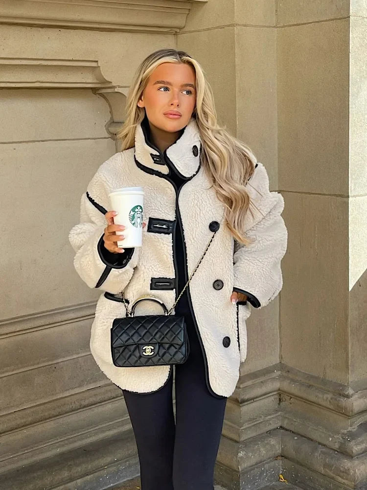 Damen Teddy Oversize Mantel – Modischer Wintermantel im Streetstyle für Alltag und Freizeit