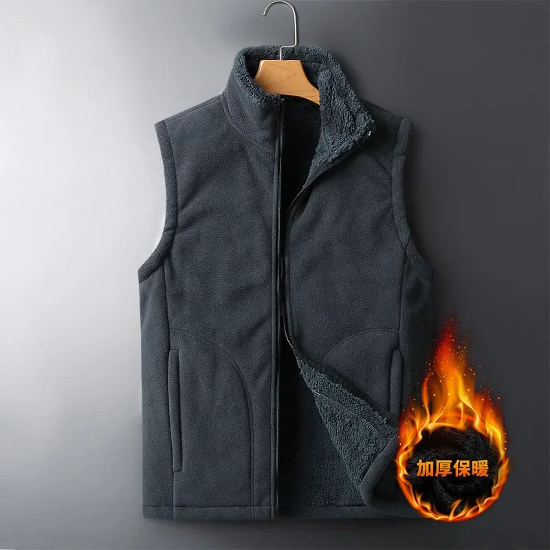 Herren Fleeceweste mit Stehkragen und Teddyfutter Beige