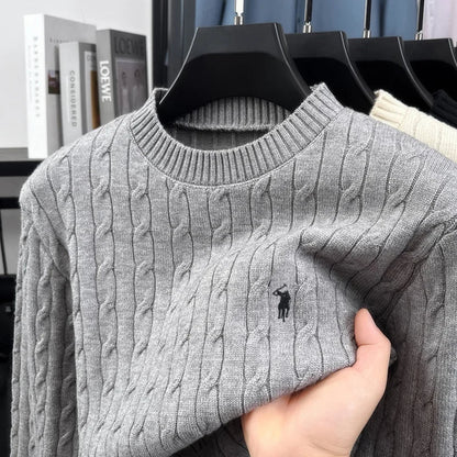 Zopfmuster Strickpullover Rundhals für Herren