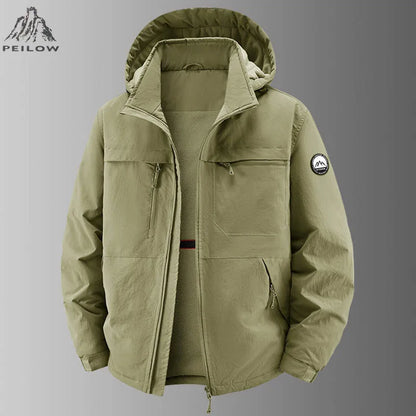 Herren Outdoor Jacke mit Kapuze & Reißverschlusstaschen