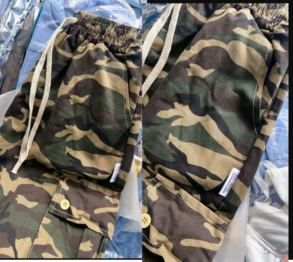 Cargohose Damen Camouflage Grün Weites Bein