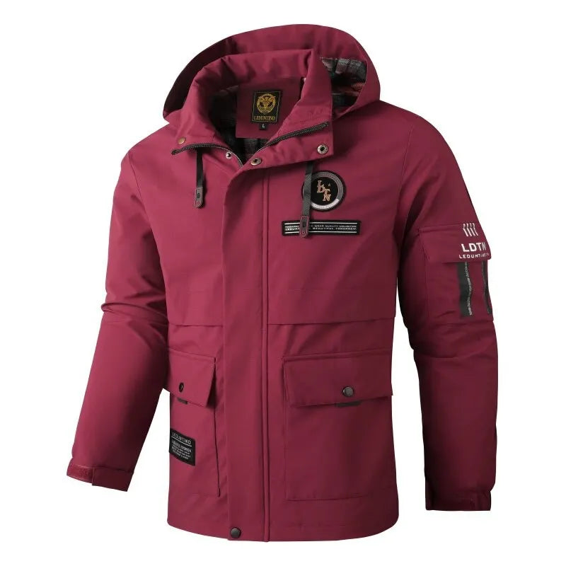 Herren Jacke mit Kapuze & Mehreren Taschen - Casual Windjacke