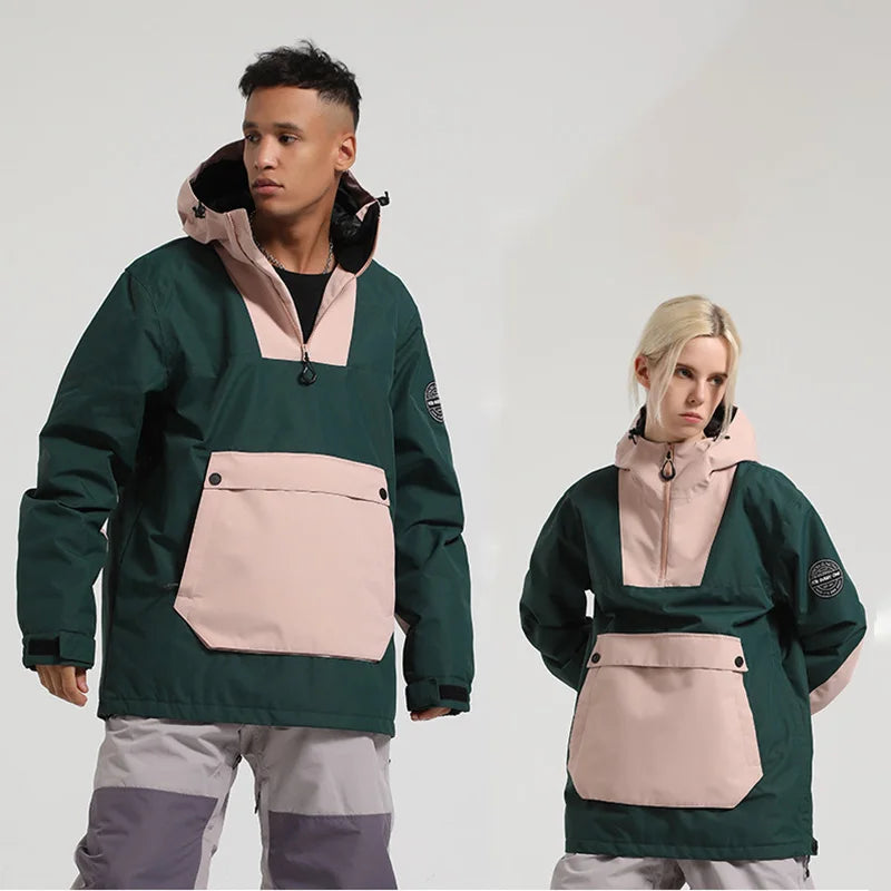 Unisex Anorak Jacke mit Kapuze und Kängurutasche