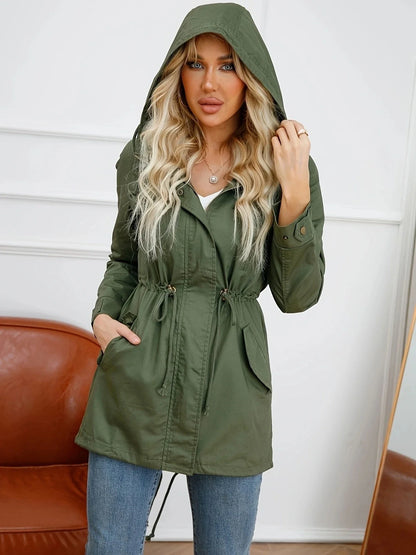 Damen Jacke mit Kapuze und Reißverschluss, Kordelzug