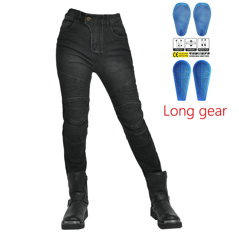Motorradjeans Damen mit Protektoren Schwarze oder Blaue Motorradhose im Slim Fit Stil