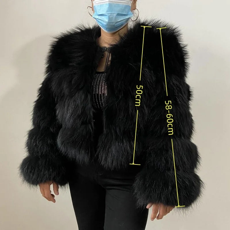 Kurze Damen Pelzjacke mit voluminösem Kragen