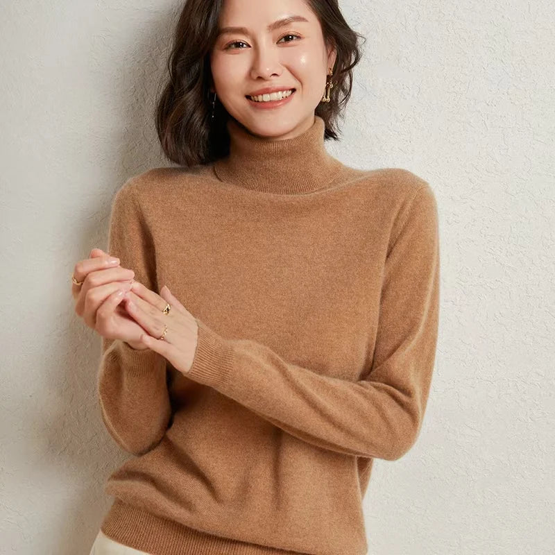 Damen Rollkragenpullover, langärmlig, weiches Material
