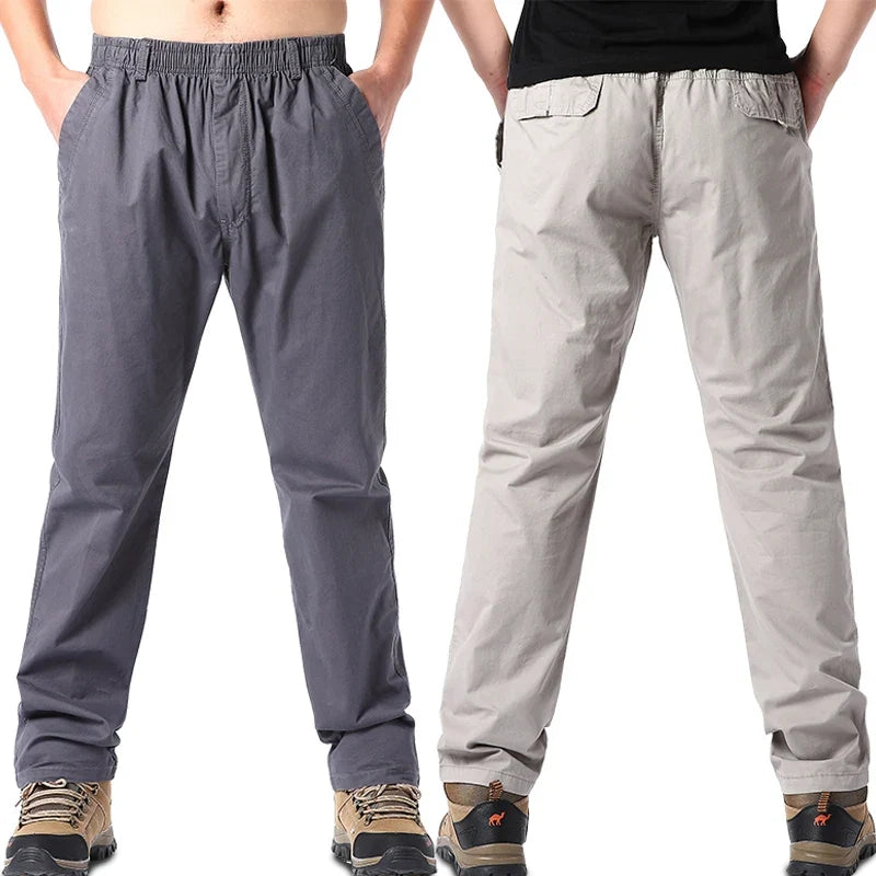 Herren Freizeithose mit elastischem Bund – Khaki, Grau, Dunkelgrau
