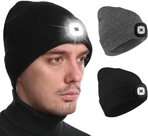 Strickmütze mit LED Licht – Leuchtende Beanie Mütze in verschiedenen Farben