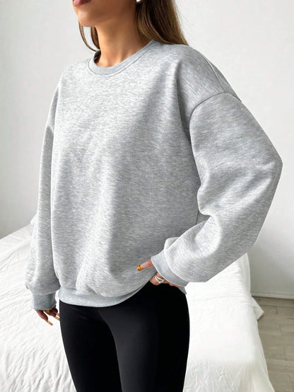 Unisex Basic Rundhals Sweatshirt Langarmshirt Grau