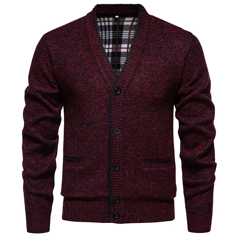 Herren Strickjacke V-Ausschnitt Knopfleiste Feinstrick