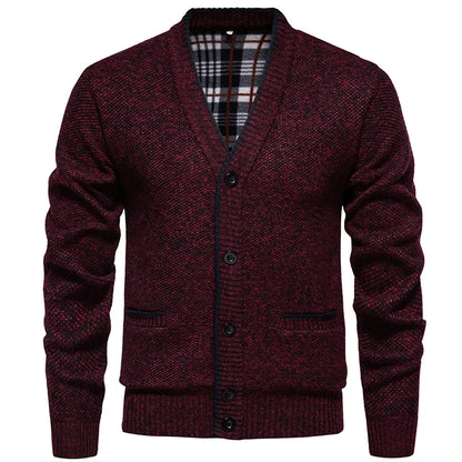 Herren Strickjacke V-Ausschnitt Knopfleiste Feinstrick