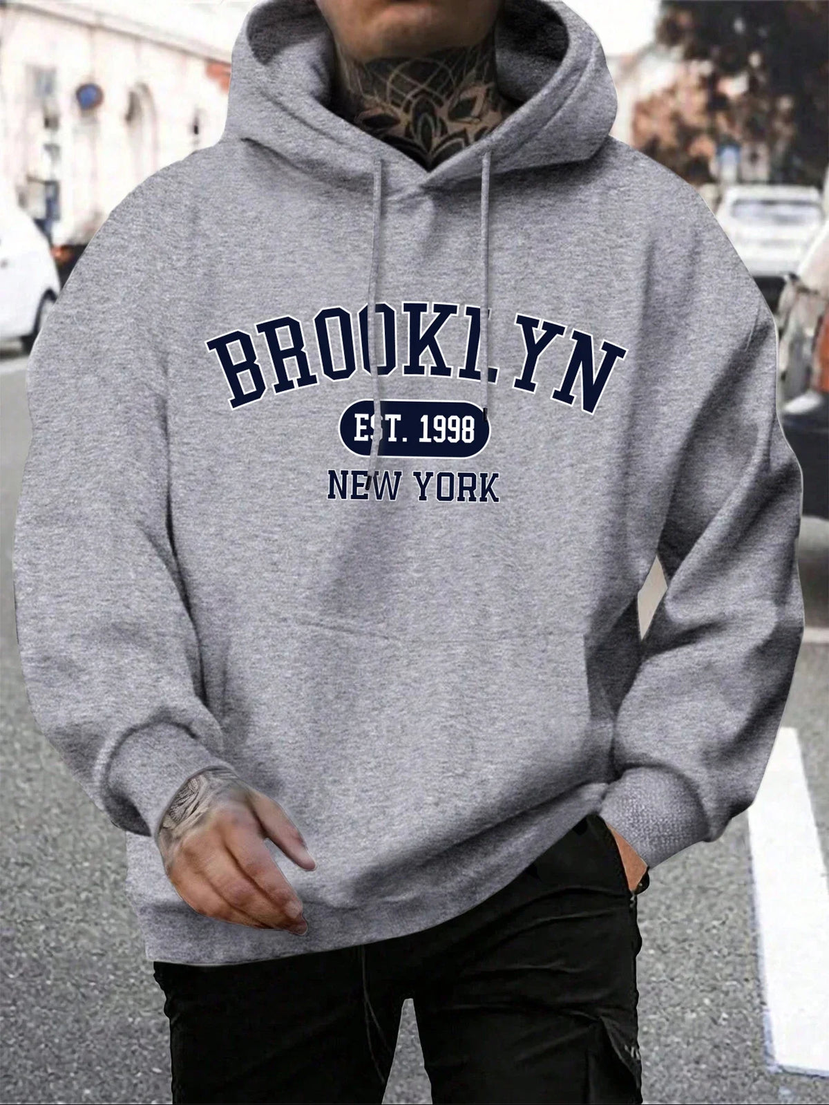 Herren Hoodie mit Kordelzug und Kängurutasche – Verschiedene New York Designs