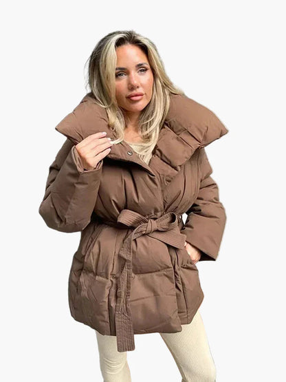 Damen Winter Steppmantel mit Taillengürtel – Modischer City-Look, Komfortabel & Wärmend