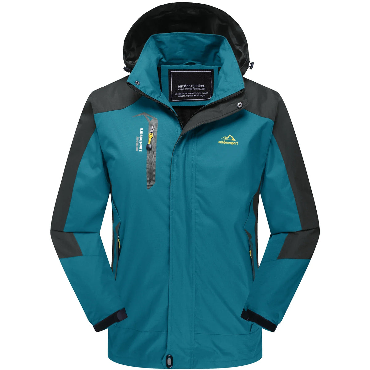 Outdoor Jacke Herren Wasserdicht Atmungsaktiv mit Kapuze und Reißverschlusstaschen