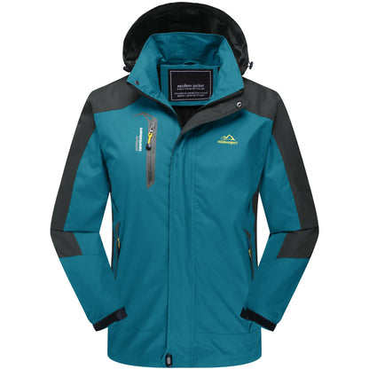 Outdoor Jacke Herren Wasserdicht Atmungsaktiv mit Kapuze und Reißverschlusstaschen