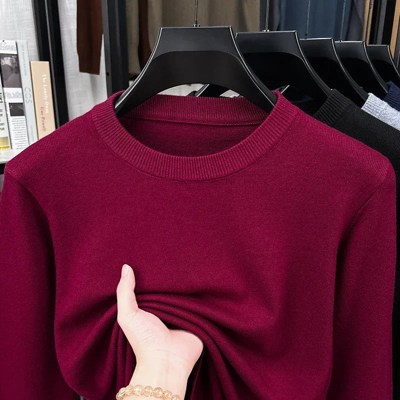 Herren Pullover Rundhalsausschnitt Langarm Einfarbig Basic Strickpullover