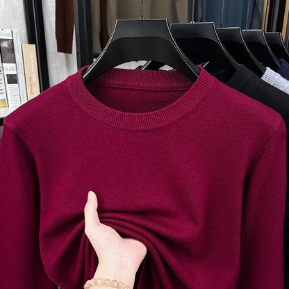 Herren Pullover Rundhalsausschnitt Langarm Einfarbig Basic Strickpullover