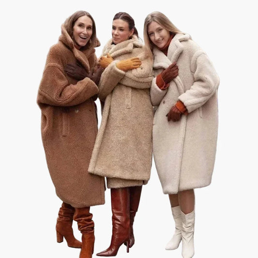 Damen Oversize Teddy Mantel – Modischer Winter-Look für stilbewusste Frauen