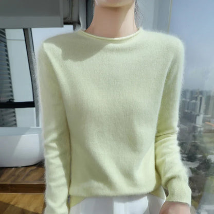 Damen Pullover Rundhals Langarm Strickpullover Weiches Material