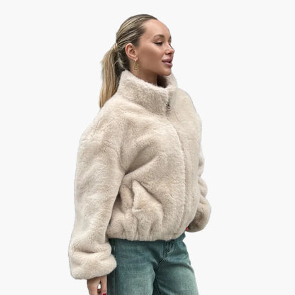 Damen Trendige Kunstfell-Jacke für Herbst und Winter – Kuschelig, Modisch, Vielseitig