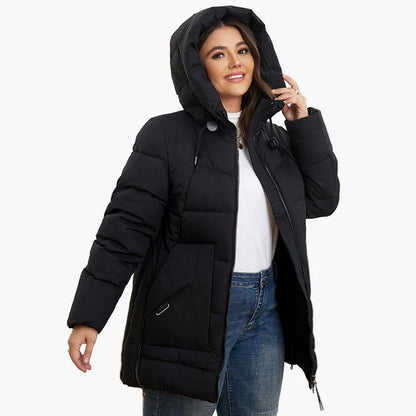 Damen Winter Steppjacke mit Kapuze – Plus-Size, modisch und warm für Alltag und Freizeit