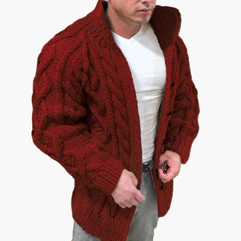 Herren Strickjacke mit Zopfmuster – Modernes, warmes Freizeit- und Winter-Outfit