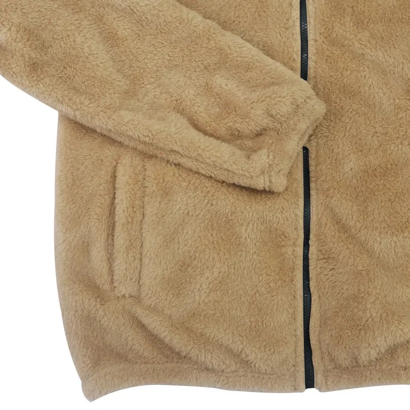 Teddyfleece Kapuzenjacke mit Reißverschluss für Herren