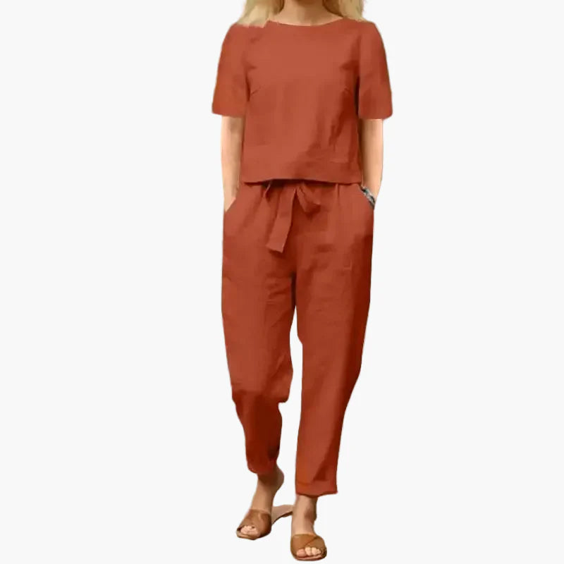 Damen Sommer Zweiteiler Set – Modisches Freizeit Outfit mit Lockerem Oberteil und Hose