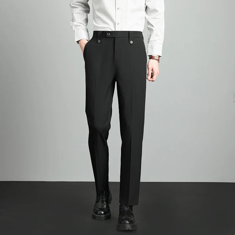 Herren Hose Beige Business-Stil Schmal Geschnitten