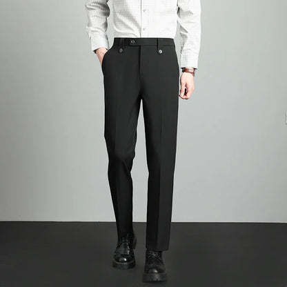 Herren Hose Beige Business-Stil Schmal Geschnitten