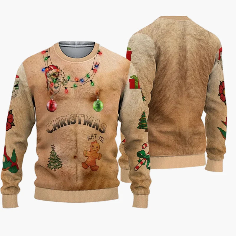 Herren Weihnachts-Pullover Lustig Ugly Christmas Sweater „Christmas Bros“ mit Santa & Jesus – Perfekt für Weihnachtsfeiern