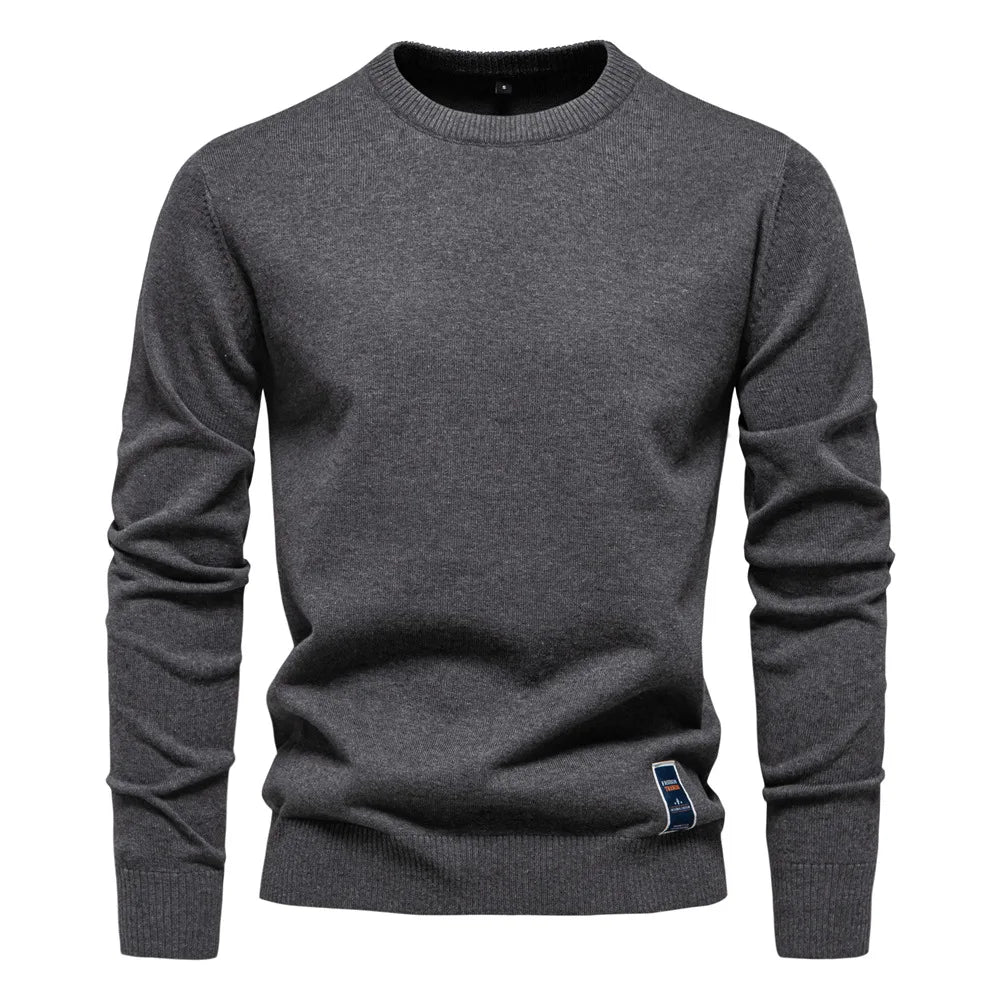 Herren Rundhals Pullover Langarm Basic Strickpullover