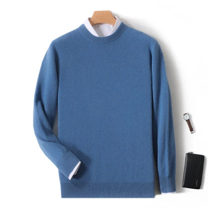 Herren Rundhals Pullover Langarm Feinstrick Basic
